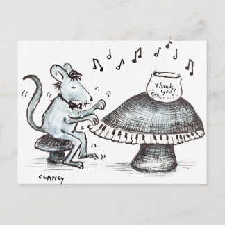 Ratón Hongo Músico Postal