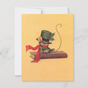 Ratón Lindo de Navidad Vintage en Libro