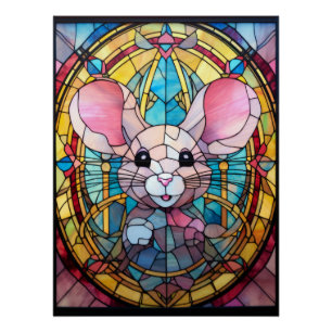 Ratón Lindo de Vidrio Pintado Decoración de Anim
