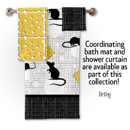 Ratón lindo y queso suizo burbujas toalla negra