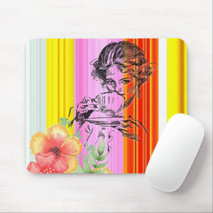 Ratón Mujer victoriana Stripe Mouse Pad! Alfombrilla de 