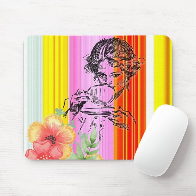 Ratón Mujer victoriana Stripe Mouse Pad! Alfombrilla de  (Con ratón)
