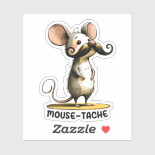 Ratón Mustache - Pegatina Personalizado Punny
