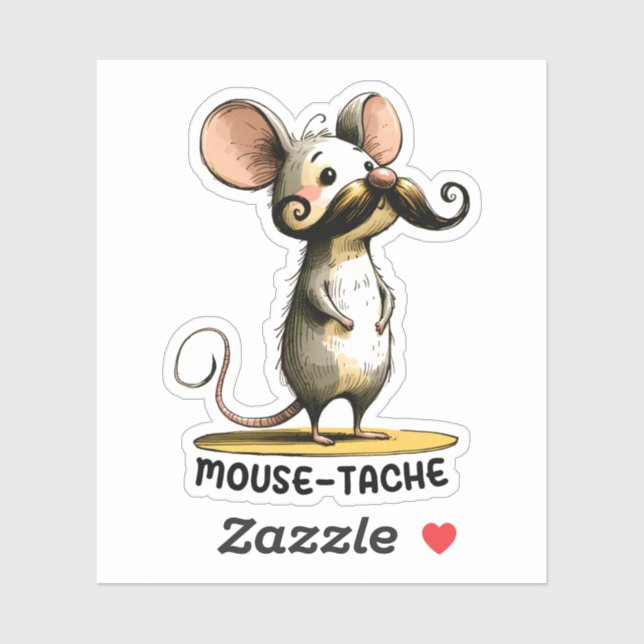 Ratón Mustache - Pegatina Personalizado Punny (Hoja)