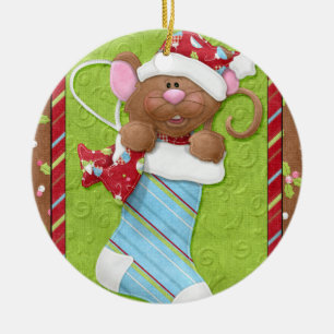 Ratón navidad en ornamento en movimiento