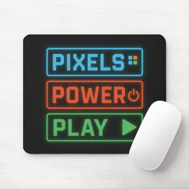 Ratón Pixels Power Play – Diseño de Alfombrilla para Jug (Con ratón)