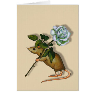 Ratón que lleva el rosa blanco grande, cualquier