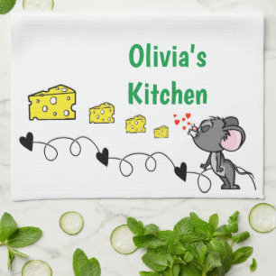 Ratón Ratón Queso Corazón Cocina Toalla de Mano