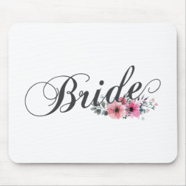 Ratón Simple Novia Caligrafía Floral | Alfombrilla de ra