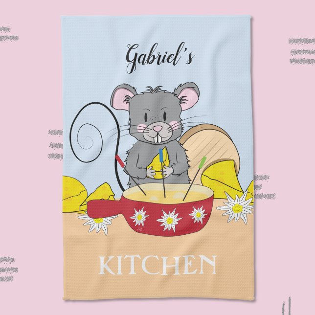 Ratón suizo que prepara toalla de cocina de queso  (Subido por el creador)