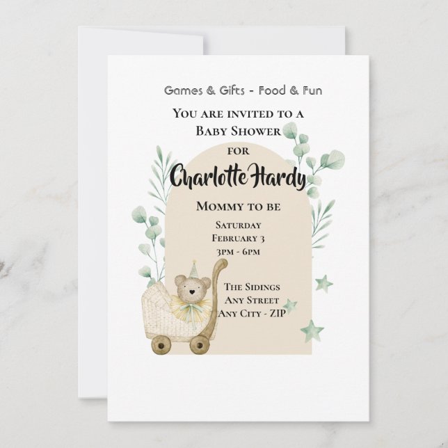 Ratón y programa de Baby Shower (Anverso)