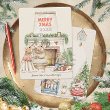 Ratones Acuarela Acogedores Navidad Vintage