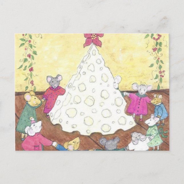 Ratones en torno a un árbol de Navidad de queso (Anverso)