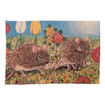 Ratones hermosos con flores Toalla de cocina