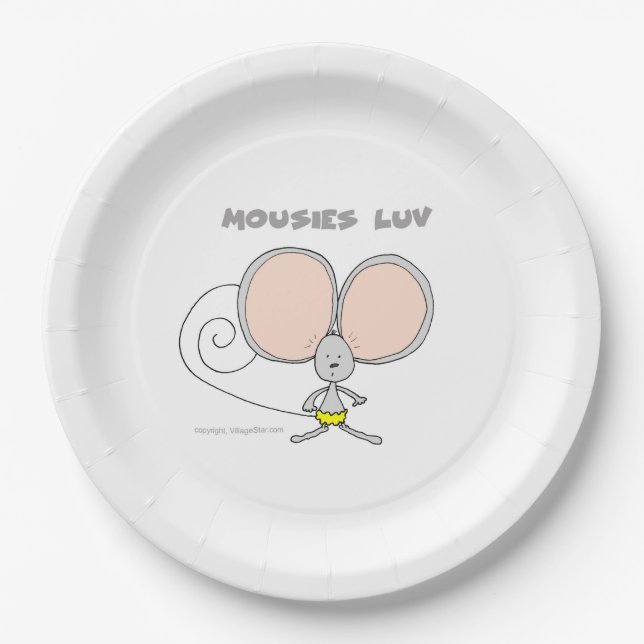 Ratones Luv plato de papel para fiestas (Anverso)