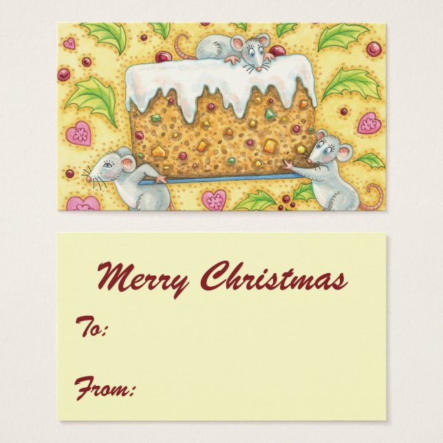 ratones Navidades con postre de torta de fruta (Anverso y reverso)