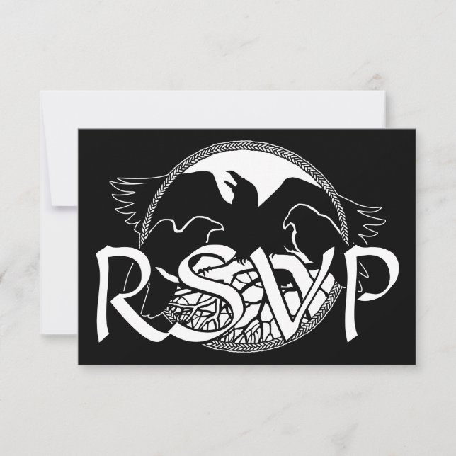 Raven Art RSVP Tarjeta de arte nativa personalizad (Anverso)