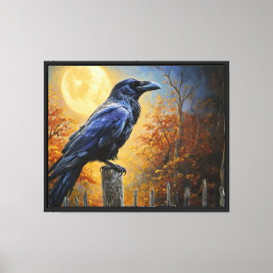 Raven Bajo Luna Llena - Arte Gótico Otumn Wall