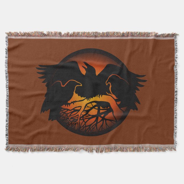 Raven Bird Blanket Spirit Animals arroja mantas (Anverso)