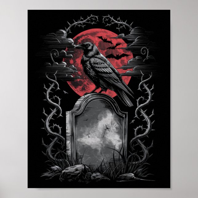 Raven Bird Gothic Raven Cementerio de arte Fantasy (Frente)