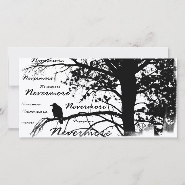 Raven de silueta negro y blanco nevermore (Anverso)