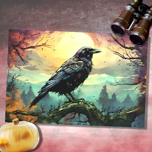 Raven en el paisaje espeluznante 1 Papel de descon