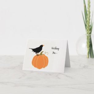 RAVEN EN LA TARJETA DE HALLOWEEN/CAÍDA DE PUMPKIN