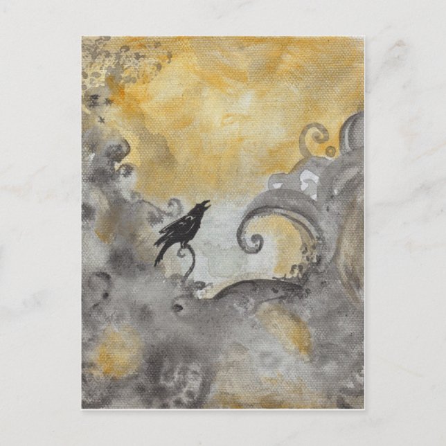 Raven en una postal abstracta Naranja (Anverso)