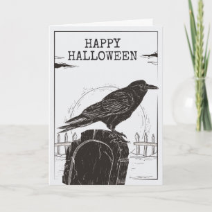 Raven en una tarjeta de bienvenida grivestone de H