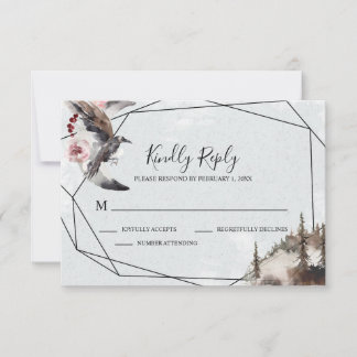 Raven, Forest and Crescent Moon RSVP