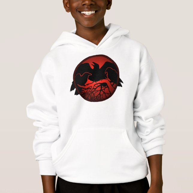 Raven Hoodie Kid's Raven / Crow Art Sweatshirts (Anverso)