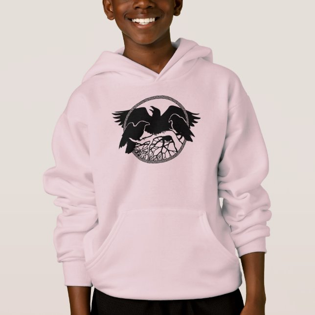 Raven Hoodie Kid's Raven / Crow Art Sweatshirts (Anverso)