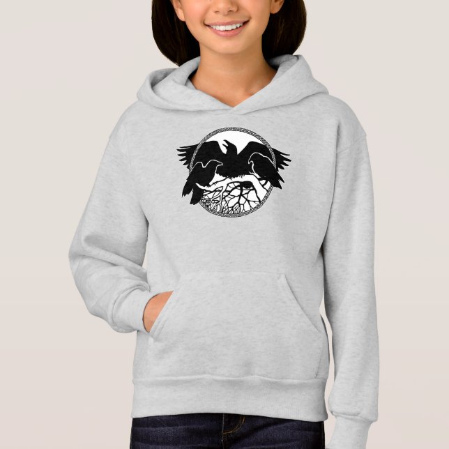 Raven Hoodie Sweatshirt Kid's Raven Hooded Shirt (Anverso)