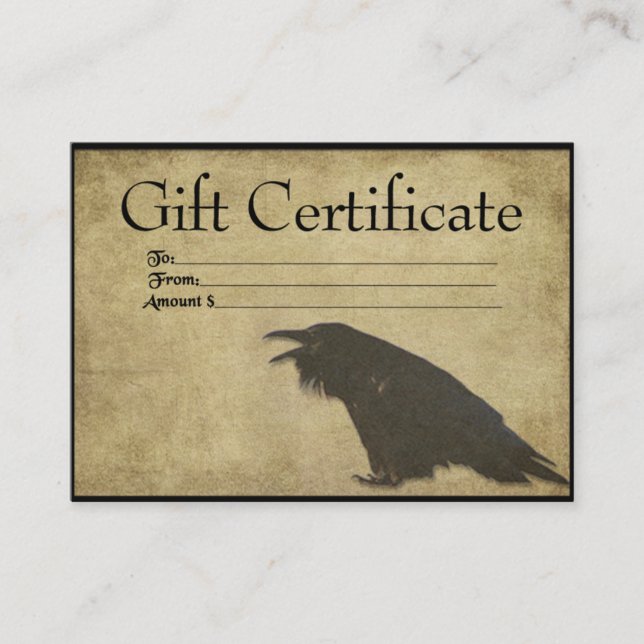 Raven negro - Raven negro - Certificado de regalo  (Anverso)