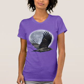 Raven negro volador y camiseta de luna llena