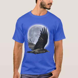 Raven negro volador y camiseta de luna llena