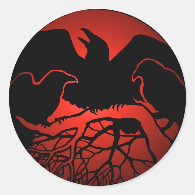 Raven Pegatinas Raven Regalos Raven Crow Pegatinas (Anverso)