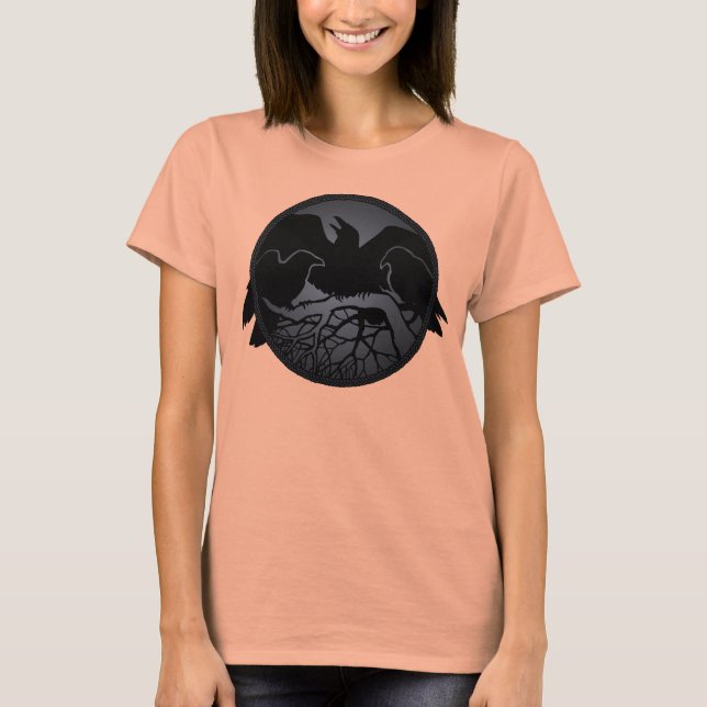 Raven Ringer Shirt Raven Camisetas de arte de cuer (Anverso)
