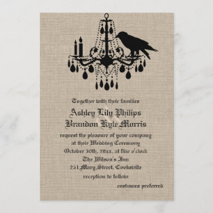 Raven y Damask en la invitación a la boda en Burla