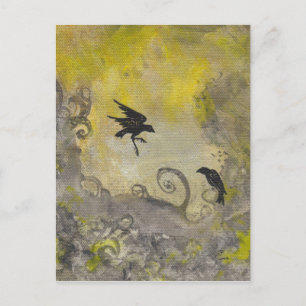 Ravens en la postal abstracta Smokey Yellow
