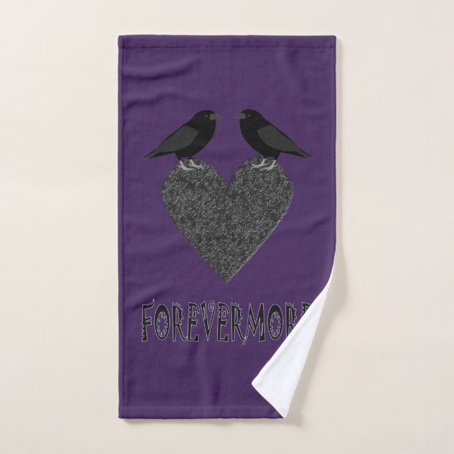 Ravens góticas y corazón negro (Toalla de mano)