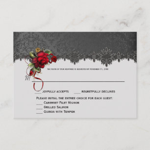 Ravens Roses Roses Roses Gris Black Damask RSVP
