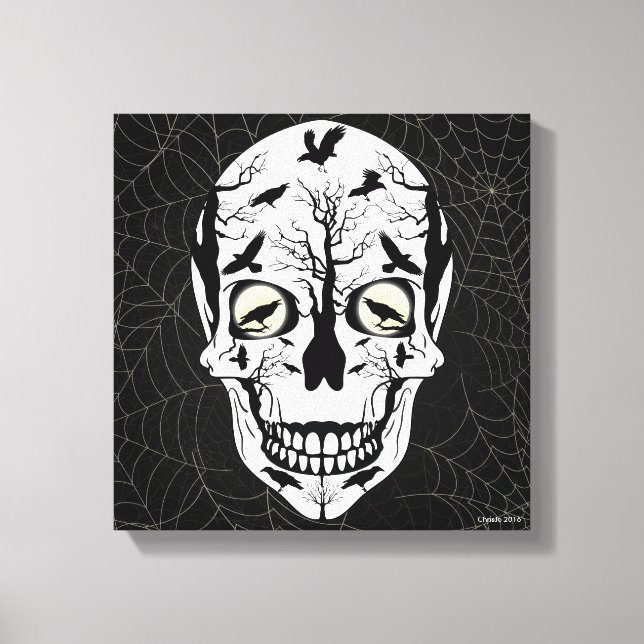 Ravens Skull Skeleton Wall Art Decoración Hogar (Anverso)