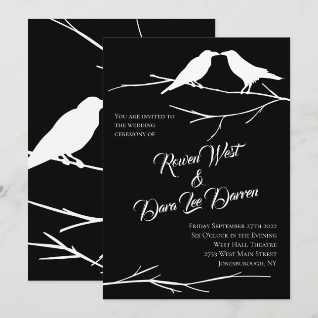 Ravens sobre invitaciones a la boda gótica del cie (Anverso / Reverso)