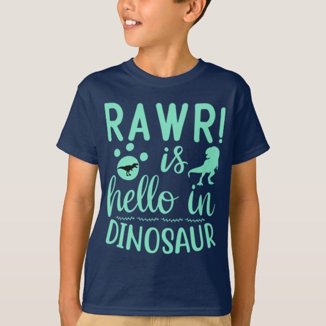 Rawr! Es Hola en Camiseta de Dinosaurio (Anverso)