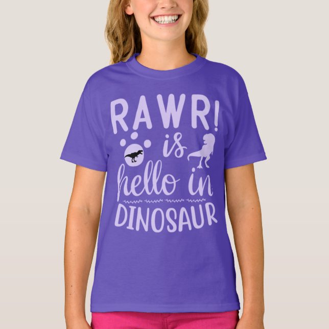 ¡Rawr! Es Hola En La Camiseta De Dinosaurio (Anverso)