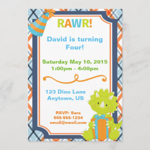 ¡RAWR! Invitación de cumpleaños al Fiesta Dino