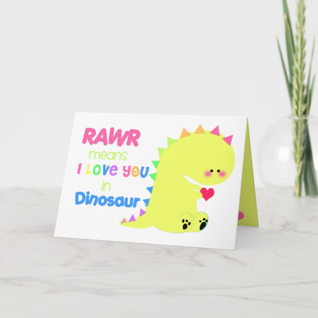 RAWR significa que te amo en la tarjeta de dinosau (Anverso)