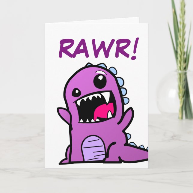 ¡Rawr! Tarjeta de cumpleaños feliz para dinosaurio (Anverso)