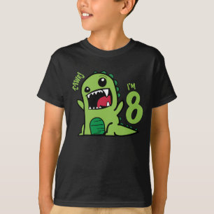 Rawr tengo 8 años, Camiseta de dinosaurio divertid